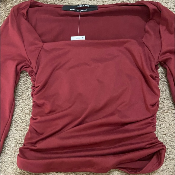 NWT Urban Outfitters Silence + Noise Victoria Long Sleeve, Square Neck Top, L - Picture 2 of 5